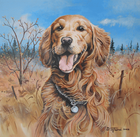Zlatý retriever, 2010, akryl na plátne